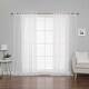 preview thumbnail 3 of 39, Aurora Home Textured Faux Linen Tie Top Curtain Panel Pair - 84" & 96" 52 X 84 - White