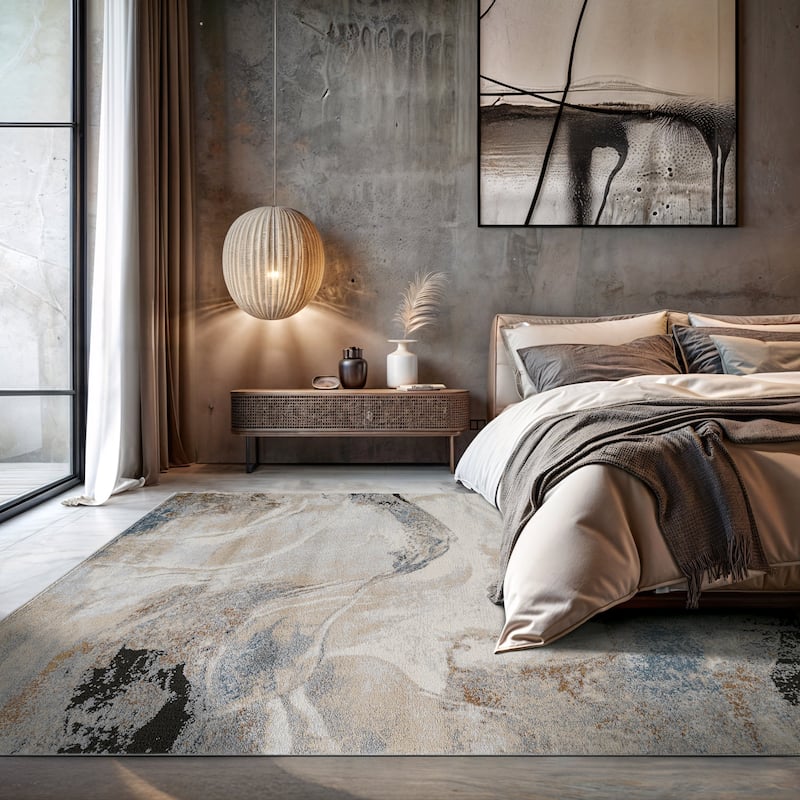 Neutral Desert Drift Area Rug for Living Room, Entryway, or Family Spaces - Easy to Clean and Comfortable Underfoot