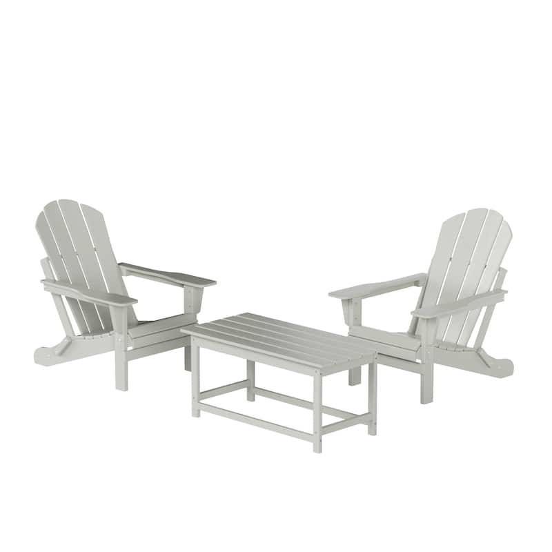 Laguna Hdpe All Weather Outdoor Patio Foldable Adirondack Chairs Conversation Set (3-Piece Set)