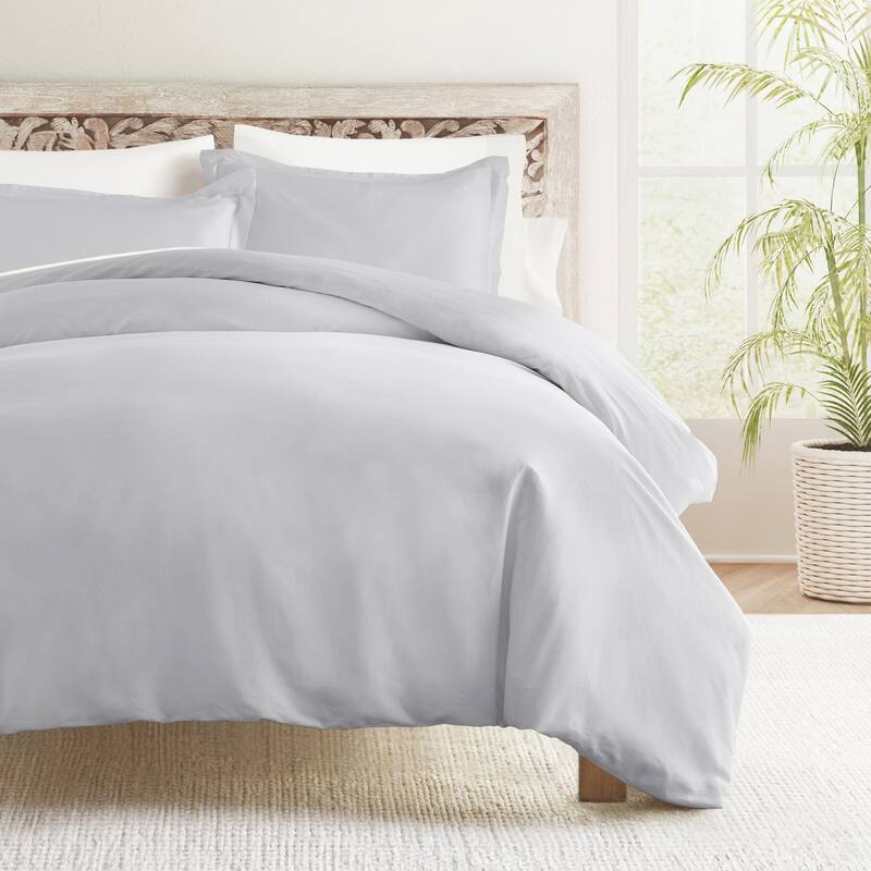 Becky Cameron Ultra Soft 100% Cotton Comforter & Duvet Cover Bundle - King - Cal King - Light Gray