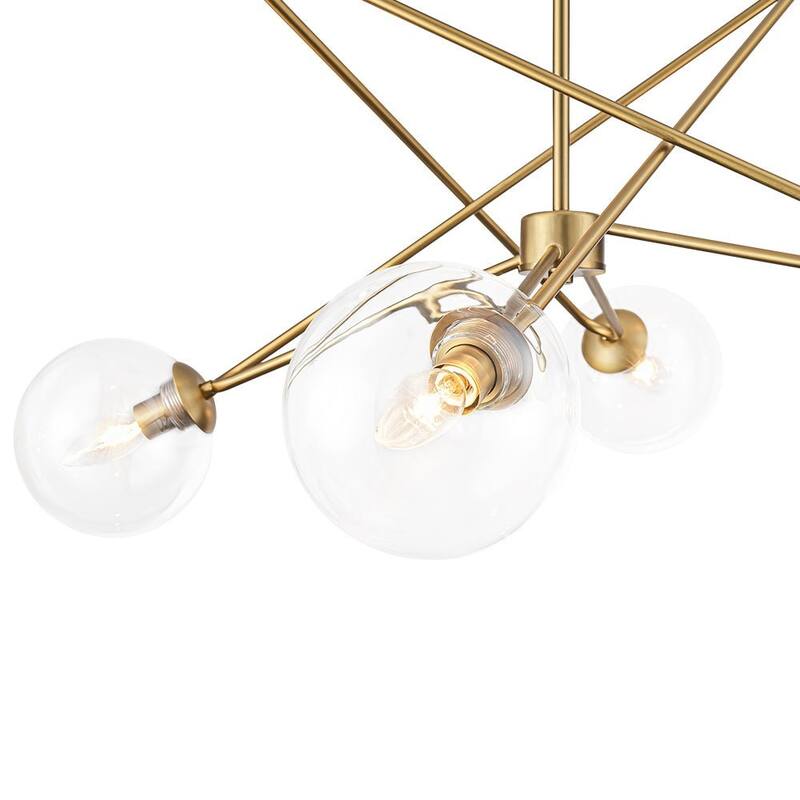 Modern Minimalist 6-Light Clear Glass Bubble Sputnik Chandelier 34.6in