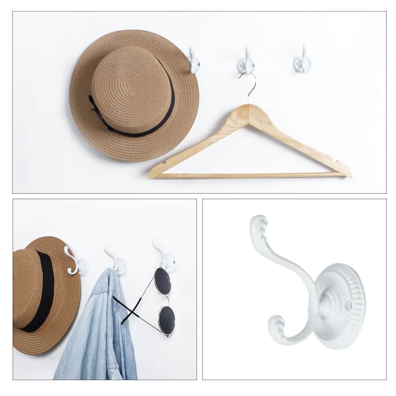 4pcs Dual Robe Hooks Zinc Alloy Bathroom Hooks Towel Hanger w Screws - 2.4" x 1.7" x 2.1"(L*W*H)