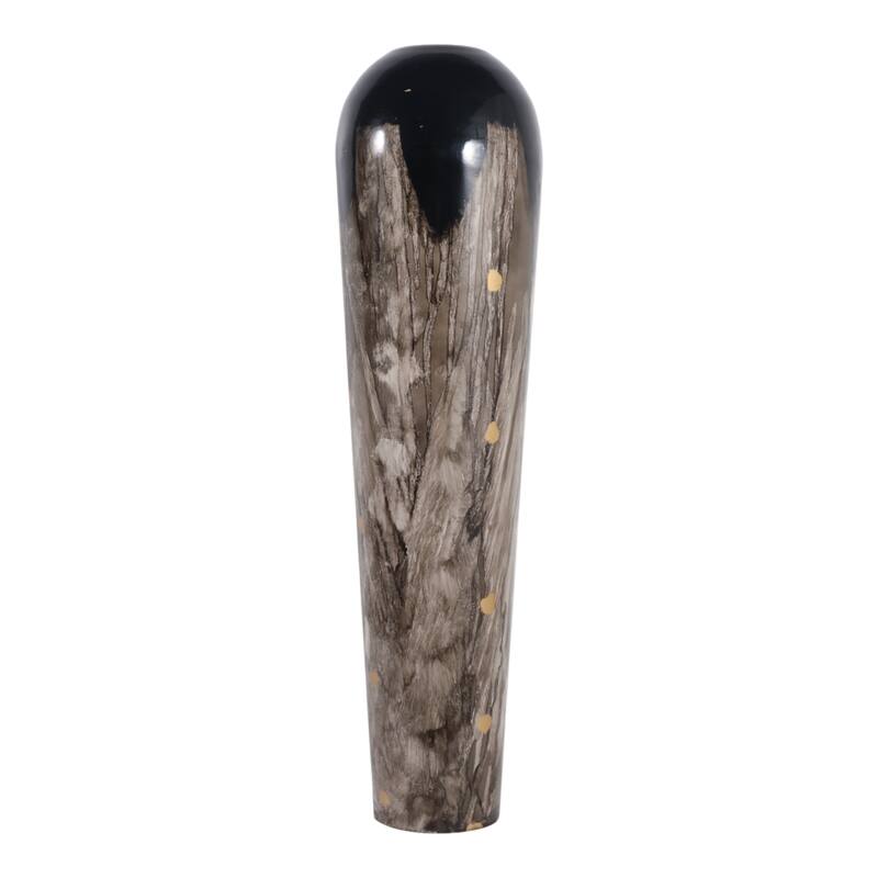 Tapered Iron Vase with Marbleized Finish - Modern Flower Vase