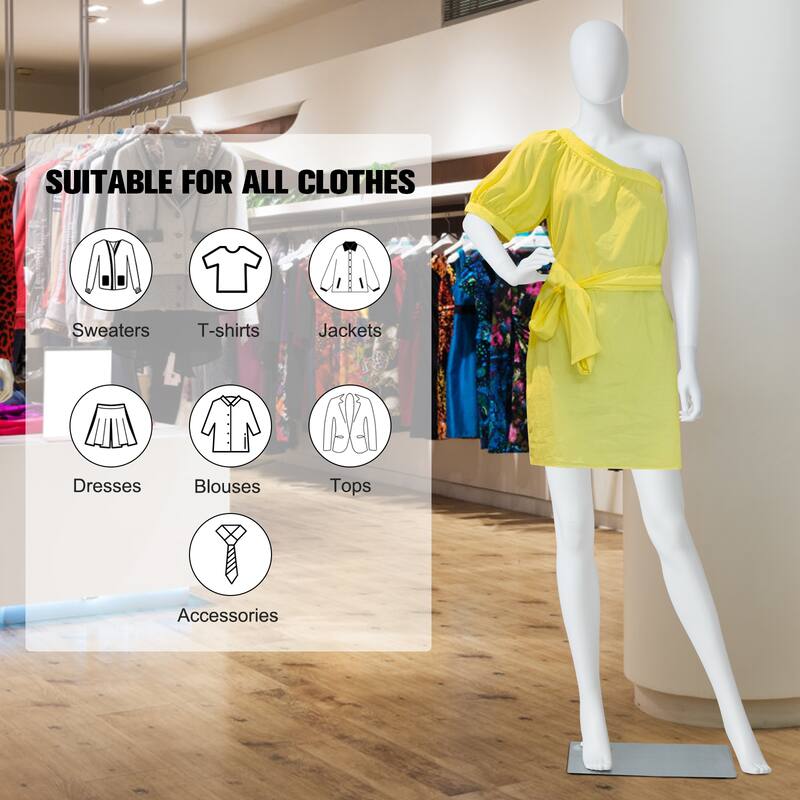 Full Body Mannequin Famale Male Dress Form Display, Manikin Torso Stand Realistic Mannequin for Retail Clothing Shops, White