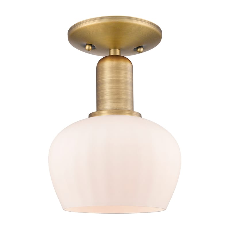 Innovations Lighting Endless Possibilities Arcadia - Fenton - 1 Light 7" Semi-Flush Mount - Brushed Brass/Matte White