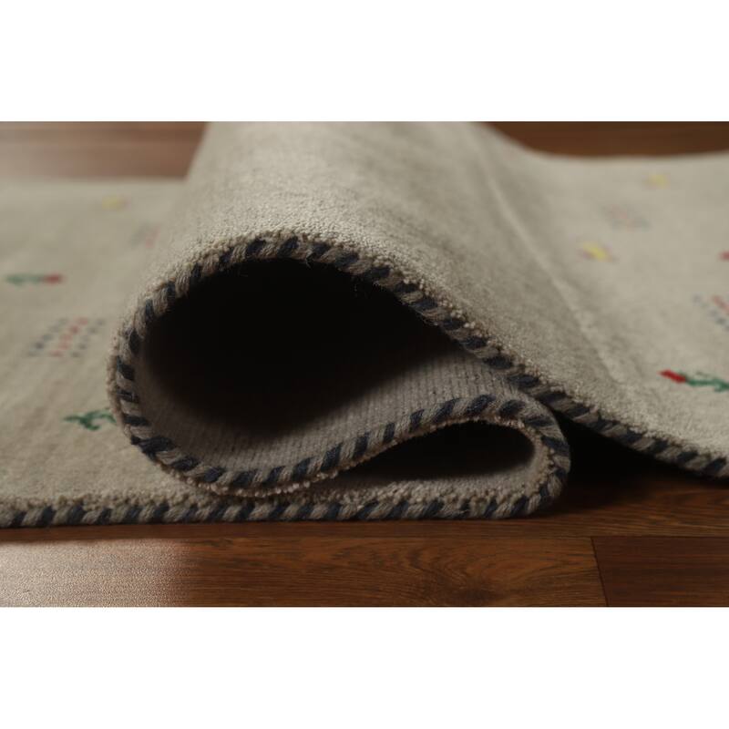 Hand Knotted Oriental 100% Wool Carpet Tribal Tribal Green Gabbeh Area Rug - 5' 0'' X 3' 0''