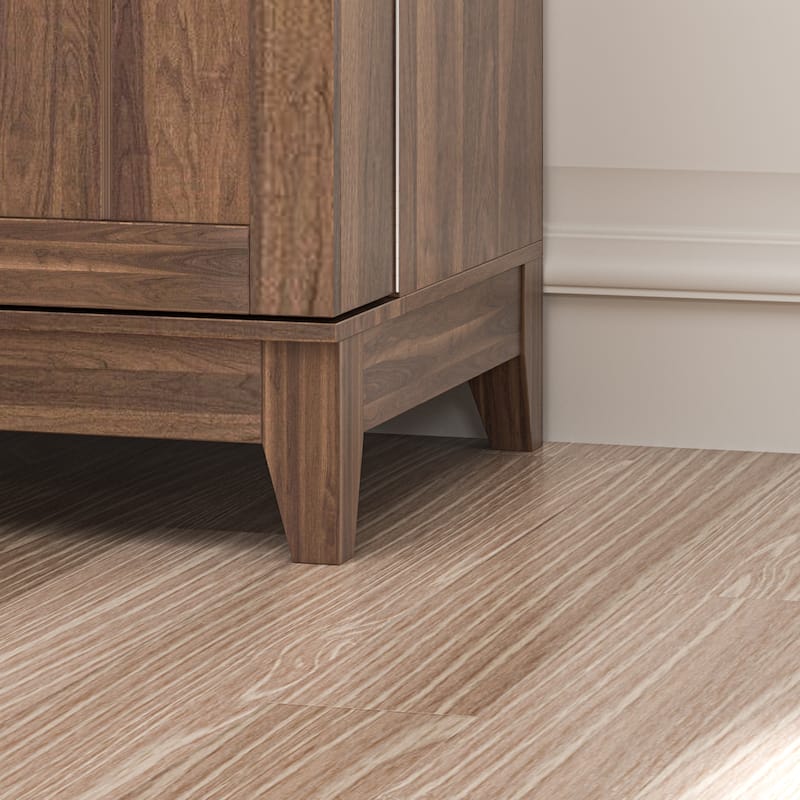 White Light Wood Grain Kitchen Cabinet with Red Wine Drawers Pantry
