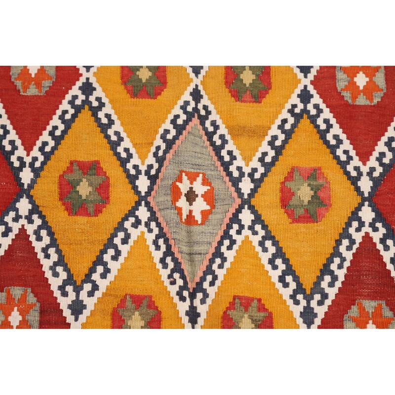 Kilim Persian Vintage Runner Rug Flatweave Wool Carpet - 4'1"x 12'4"
