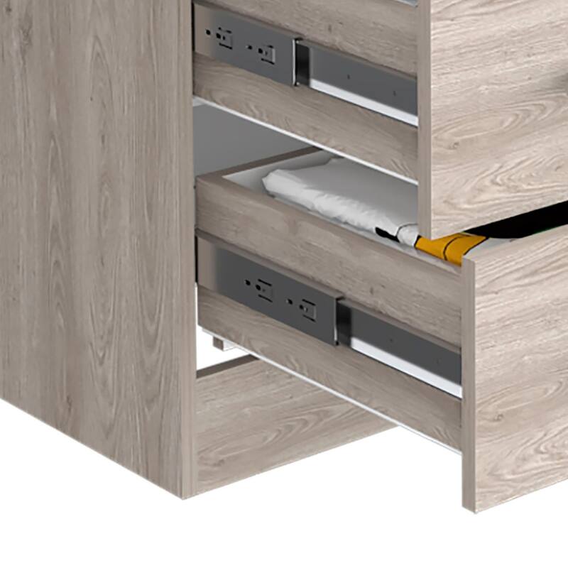 Classic Farmhouse Style Wood Storage Dresser, Wash Light Gray