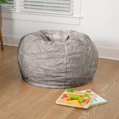 Small Bean Bag Chair for Kids and Teens, Set of 1, Gray Furry