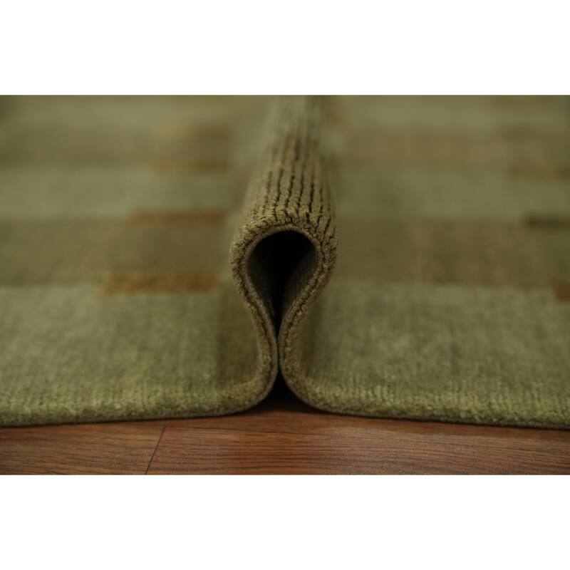 Hand Knotted Oriental 100% Wool Carpet Modern Abstract Green Nepalese Area Rug - 5' 0'' X 3' 0''