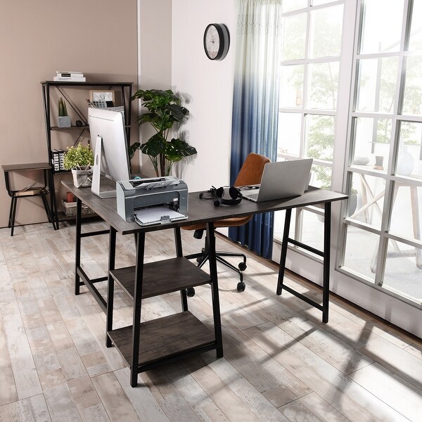 Carbon Loft Industrial L shaped Corner Computer Desk with Shelf Bed Bath Beyond 28091961