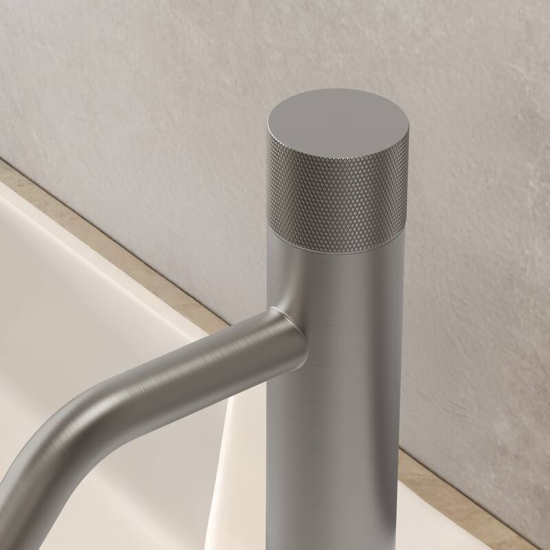 GRANDJOY Low-Arc Single Handle Vessel Sink Faucet with Pop-Up Drain, Compact Bathroom Design