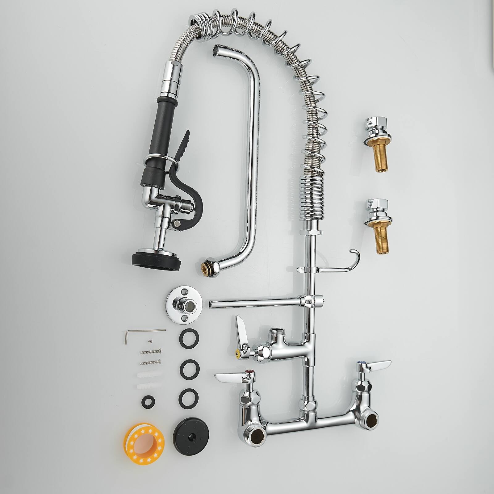 Commercial Faucet with Sprayer 3 Compartment Sink Faucet Bed Bath