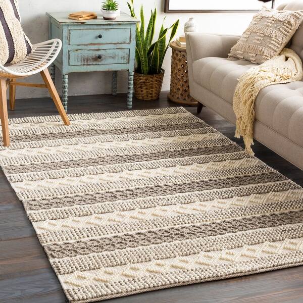 Shop 8 X 10 Geometric Brown And Beige Rectangular Area Throw Rug Overstock 29565075