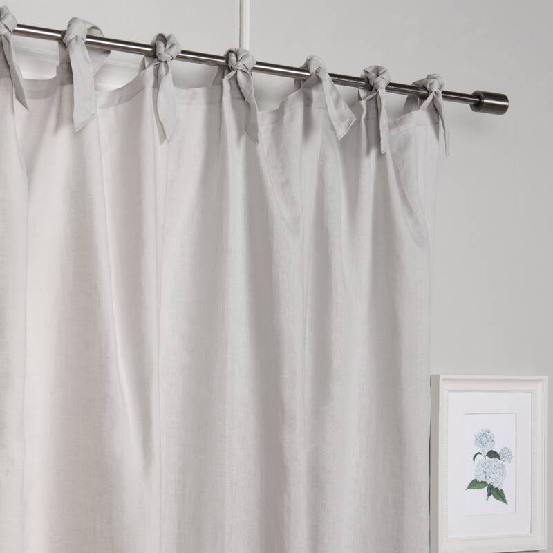 Aurora Home 100% Linen Romantic Tie Top Curtain Set
