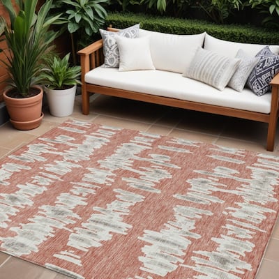 HomeRoots Striped Transitional Rectangle Outdoor Rug