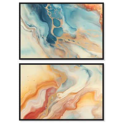 Marbled Sunrise I Canvas Set of 2 by Art Remedy