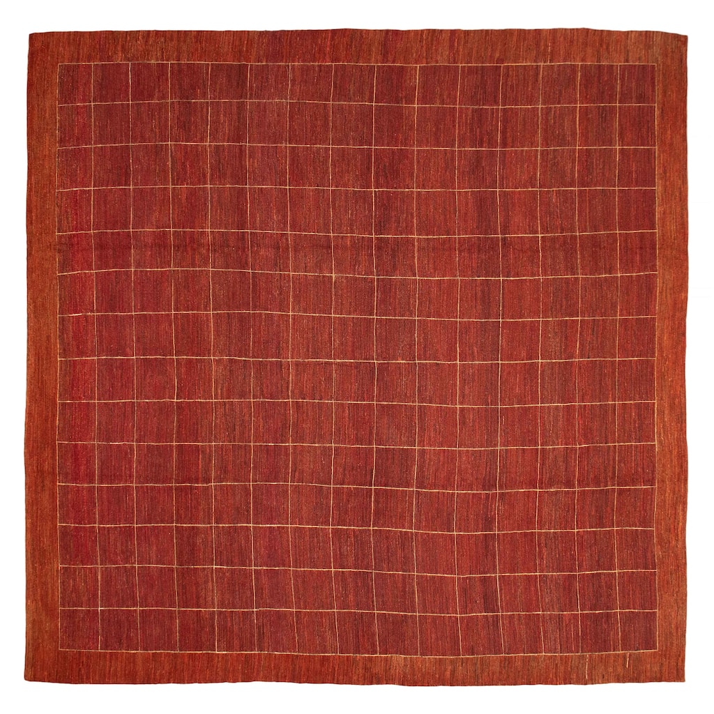ECARPETGALLERY Flat-Weave Lahor Finest Red Wool Tapestry Kilim - 13'2 x 13'2