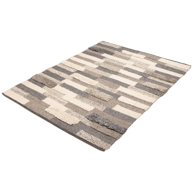 ECARPETGALLERY Braid weave Sienna Grey Wool Rug - 5'9 x 7'10