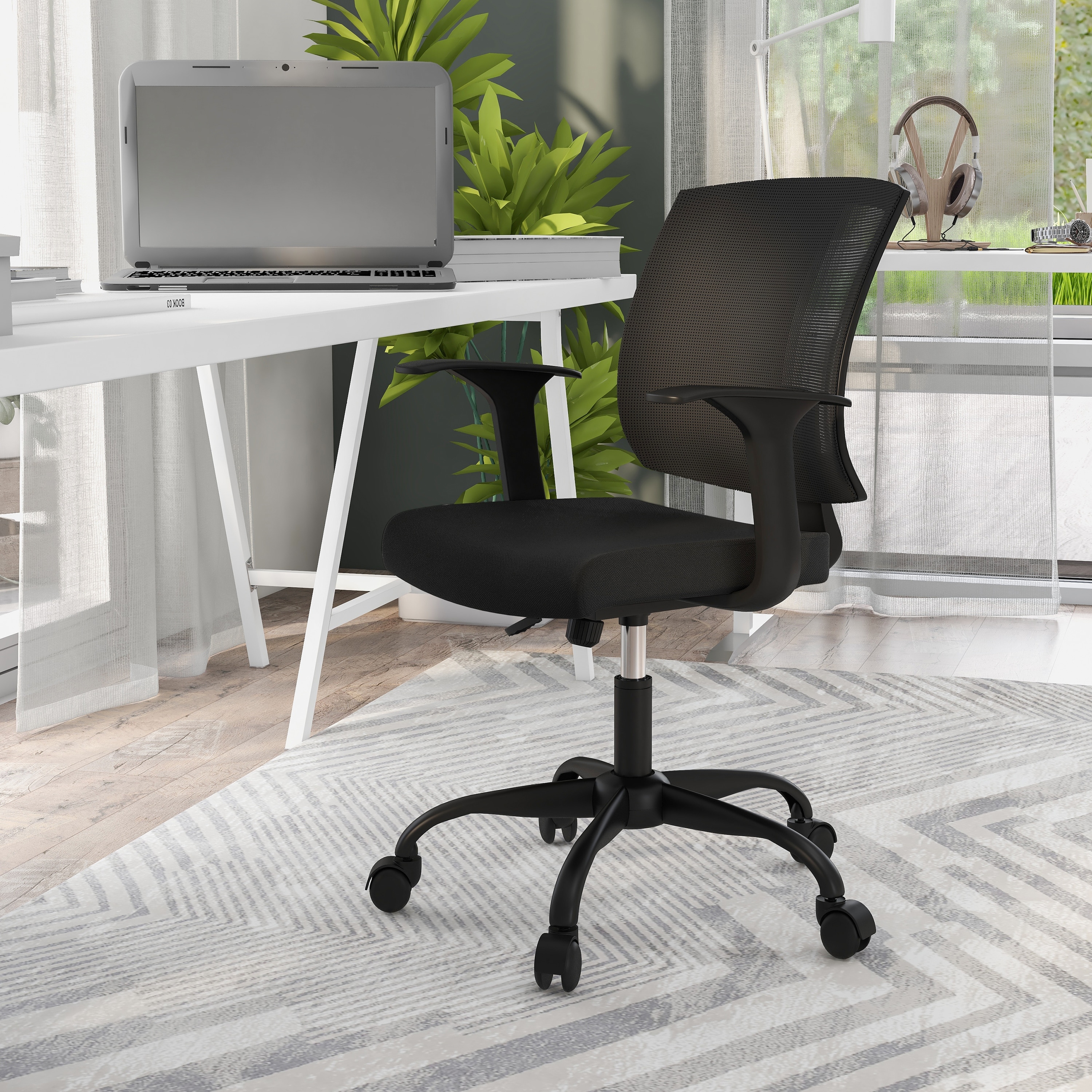 Home Office Chair Small Desk Chairs Sewing Chair No Arms Task Computer  Chairs with Lumbar Support Mid Back Mesh Rolling Chair Armless Swivel Chair  for