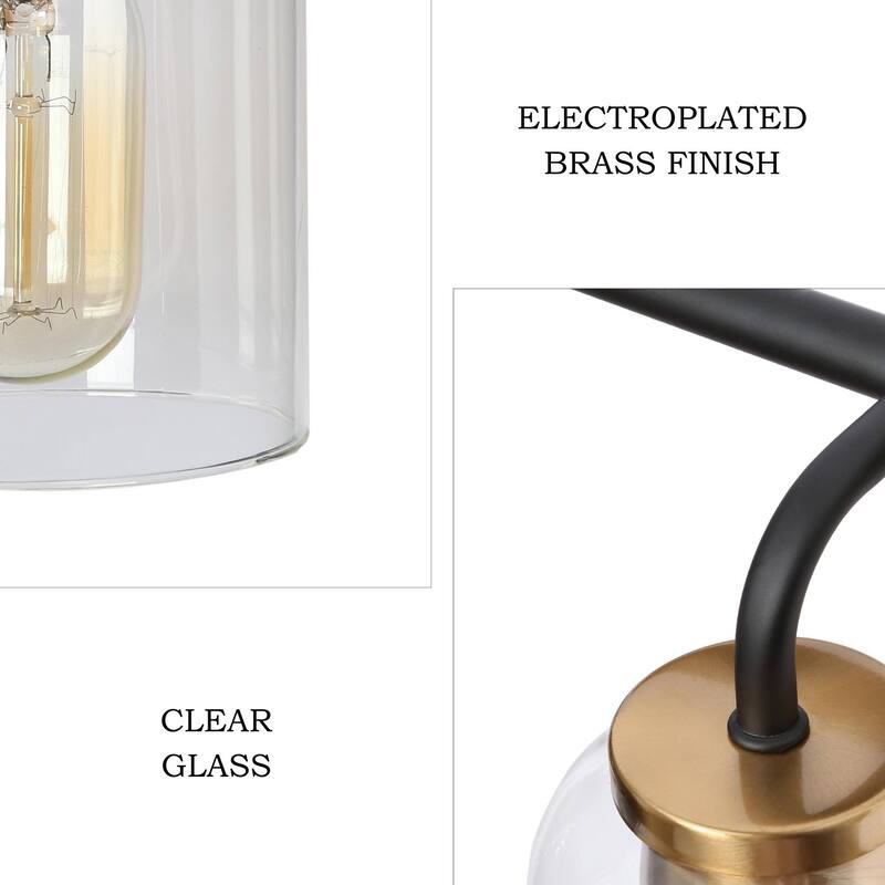 Modern Farmhouse Bathroom Vanity Light Black Gold Cylinder Glass Wall Sconce