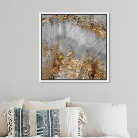 Oliver Gal Abstract Wall Art Framed Canvas Prints 'Adore Gold' Crystals - Gold, Gray
