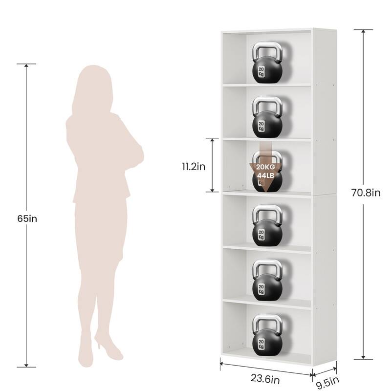 Modern Minimalist Storage Shelf - 6 Tiers, MDF Build
