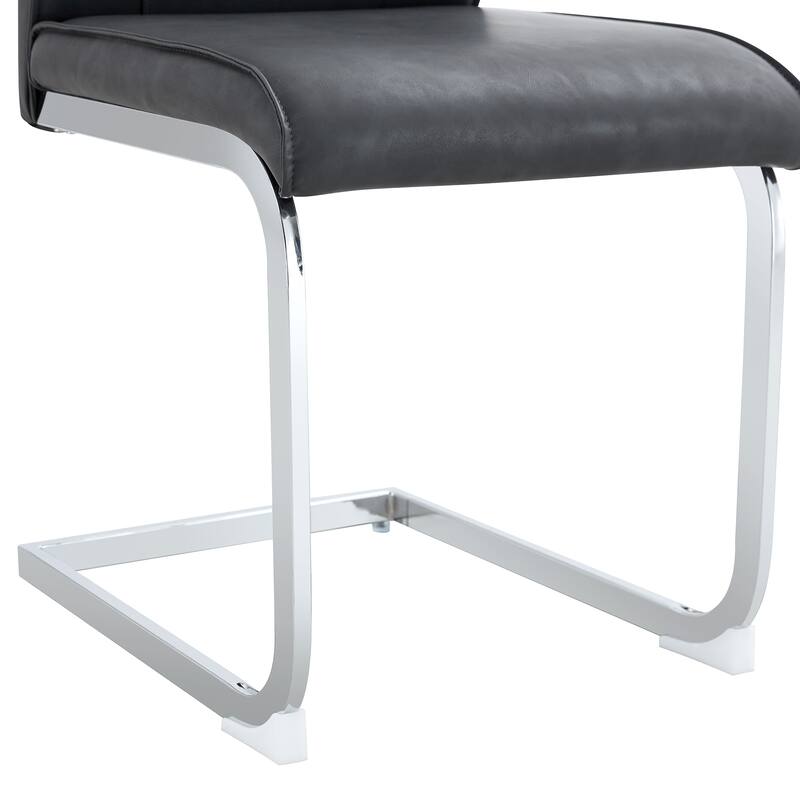 Set of 4 High Resilience Dining Chair with Arched Metal Silver Leg