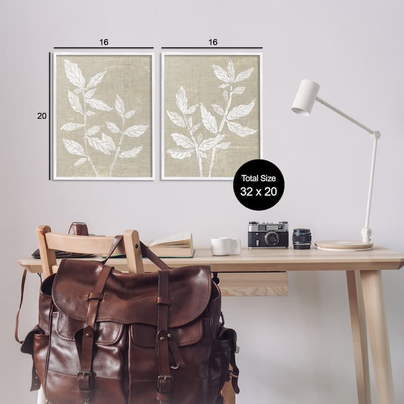 Stupell Botanicals on Textile Pattern Framed Giclee Art Design By Melissa Wang (Set of 2)