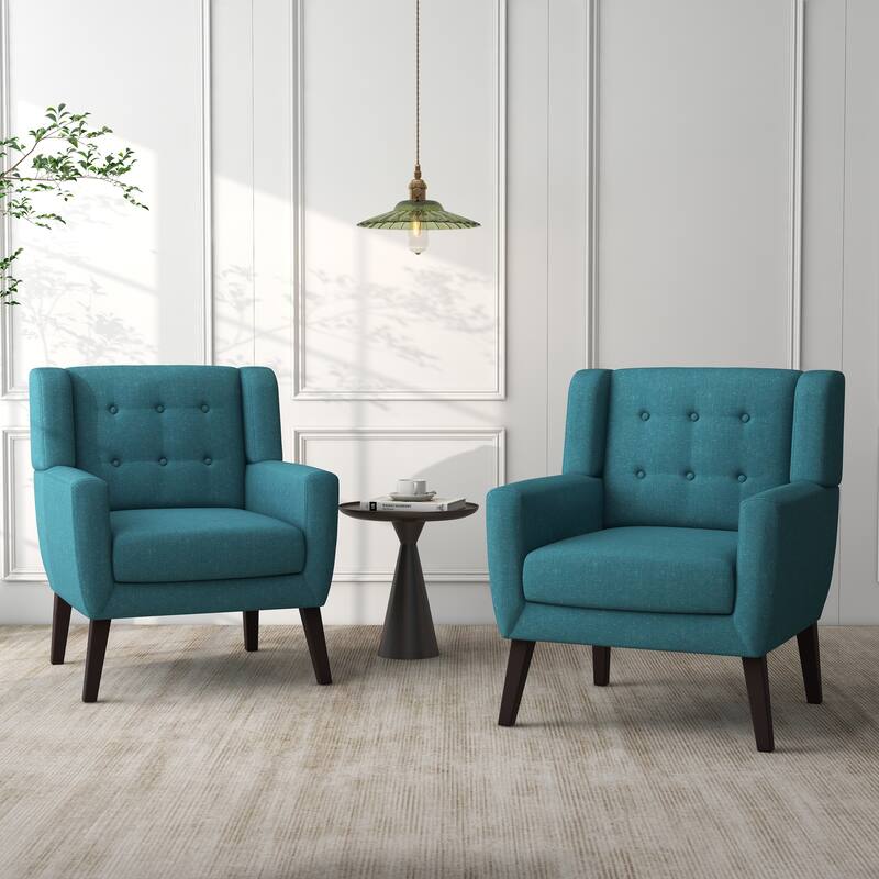 Cotton/ Linen Look Fabric Modern Accent Chair Armchair - Set of 2 - Light Blue(Set of 2)