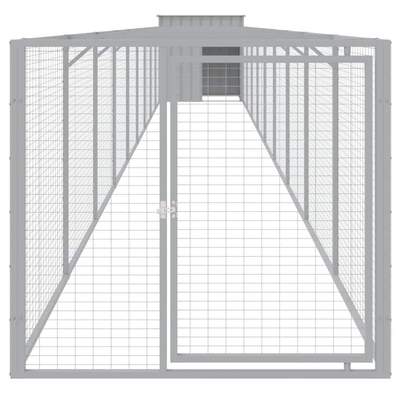 vidaXL Dog House with Run Anthracite/Light Gray multisize Galvanized Steel
