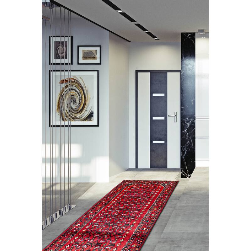 ECARPETGALLERY Hand-knotted Andelz Red Wool Rug - 2' 9" x 8' 10"