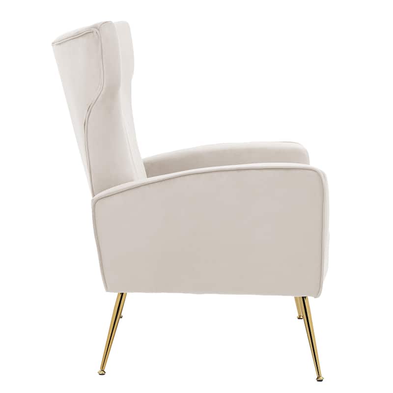 Velvet Wingback Accent Chairs with Metal Legs for Living Room