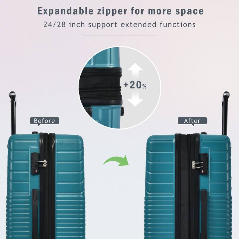 3 Piece Hardshell Luggage Spinner 8 Wheels Suitcase Sets (20"24"28")