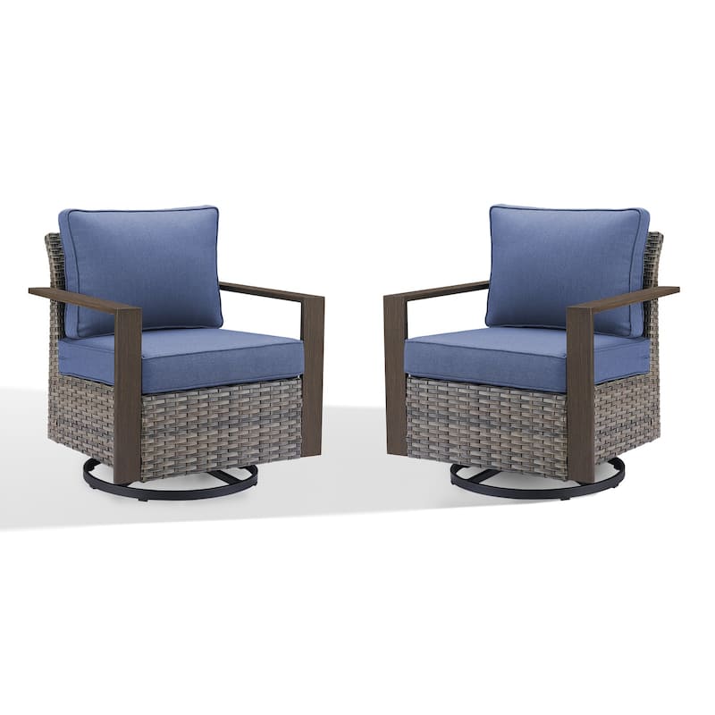 Gymojoy Outdoor Wicker Rattan Swivel Chair - Brown
