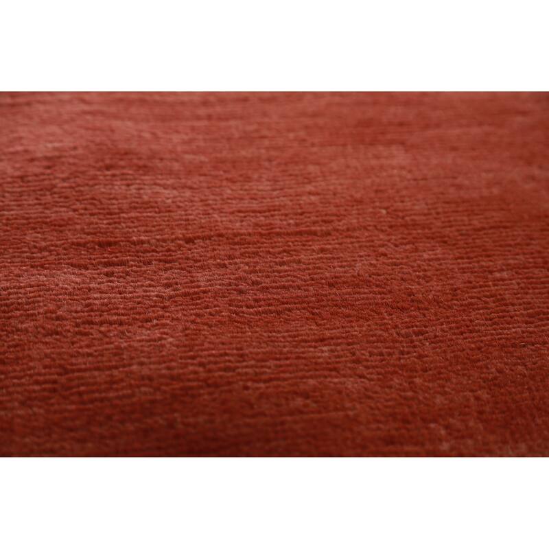 Hand Knotted Oriental 100% Wool Carpet Modern Solid Oranges & Rust Gabbeh Area Rug - 11' 10'' X 9' 1''