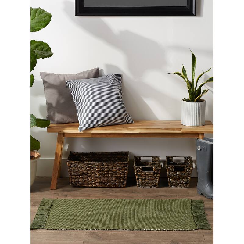 DII Gray and Off White 2-Tone Ribbed Rug 2x3 Ft - 24.0 In. L X 36.0 In. W X 0.2 In. H