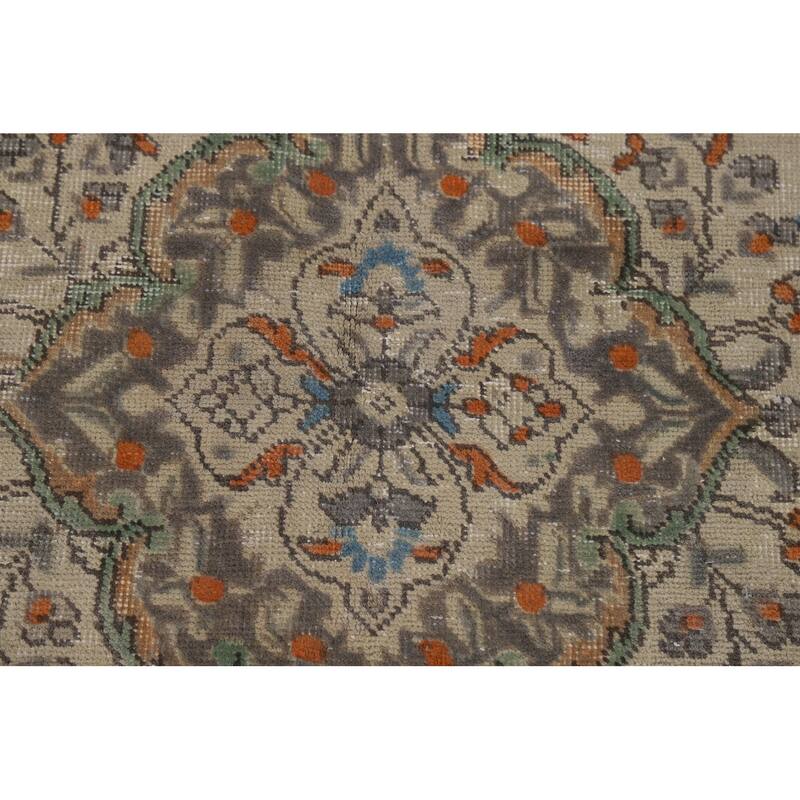 Light Blue Floral Tabriz Persian Rug Hand-Knotted Wool Carpet - 7'7"x 11'1"