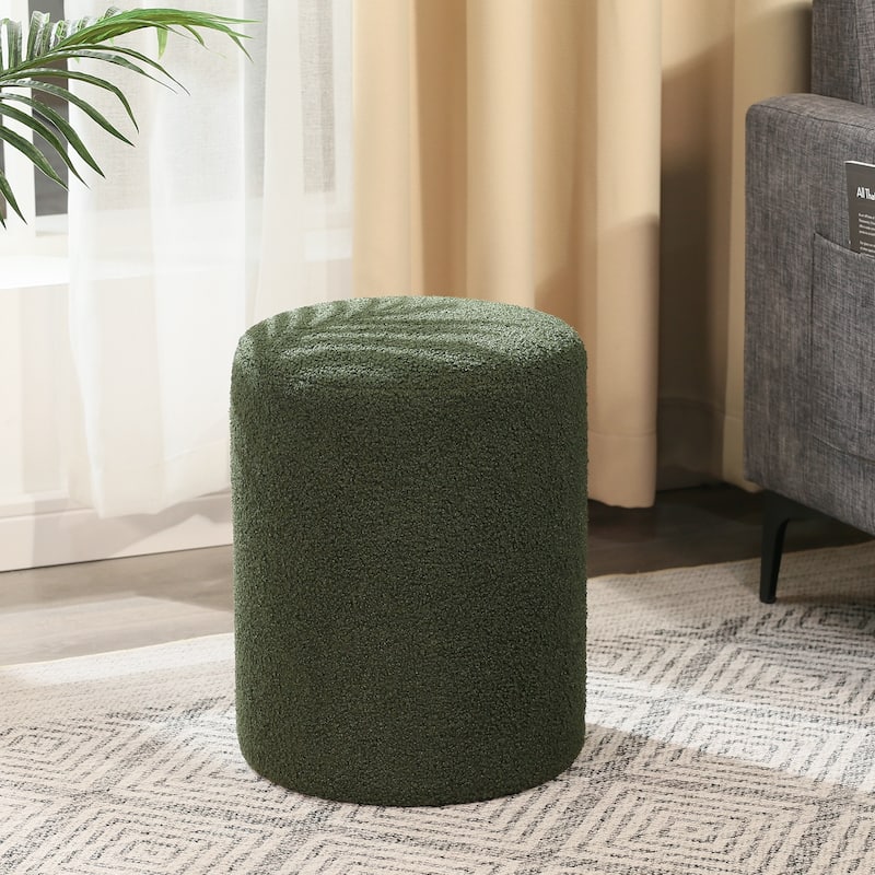 Adeco Ottoman Footrest Fabric Stool for Living Room Bedroom - 12"x12"x15" - Dark Green