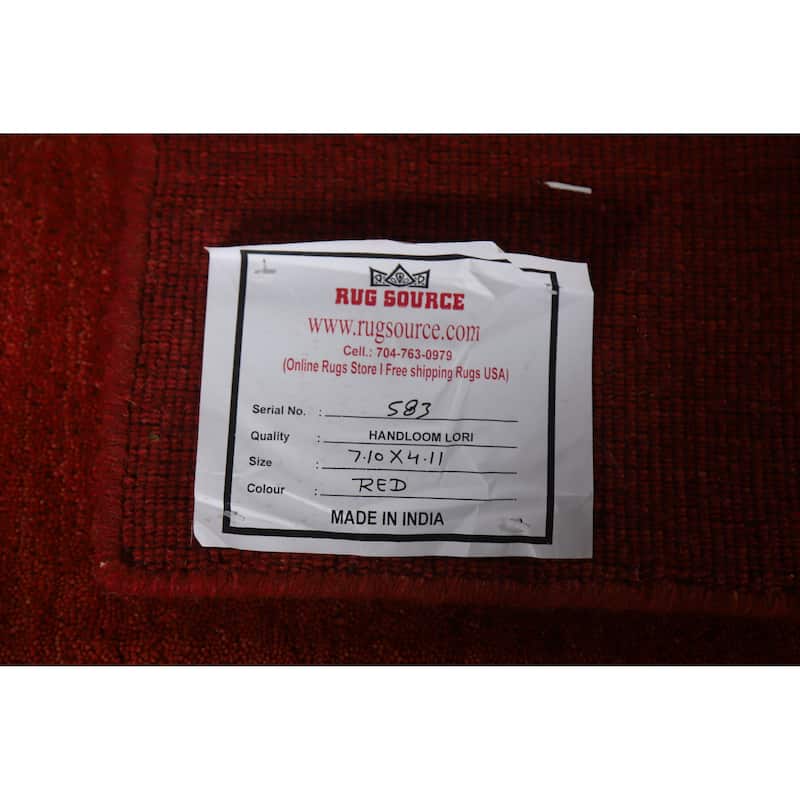 Orange Gabbeh Indian Area Rug Hand-Knotted Oriental Tribal Wool Carpet - 4'11" x 7'10"