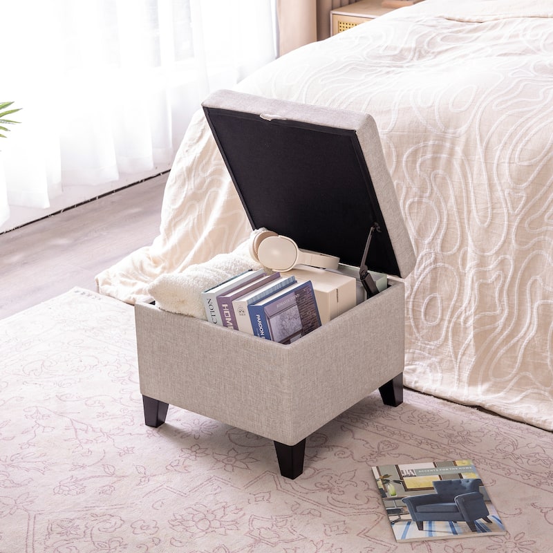 Adeco Faux Leather Tufted Flip Top Storage Ottoman