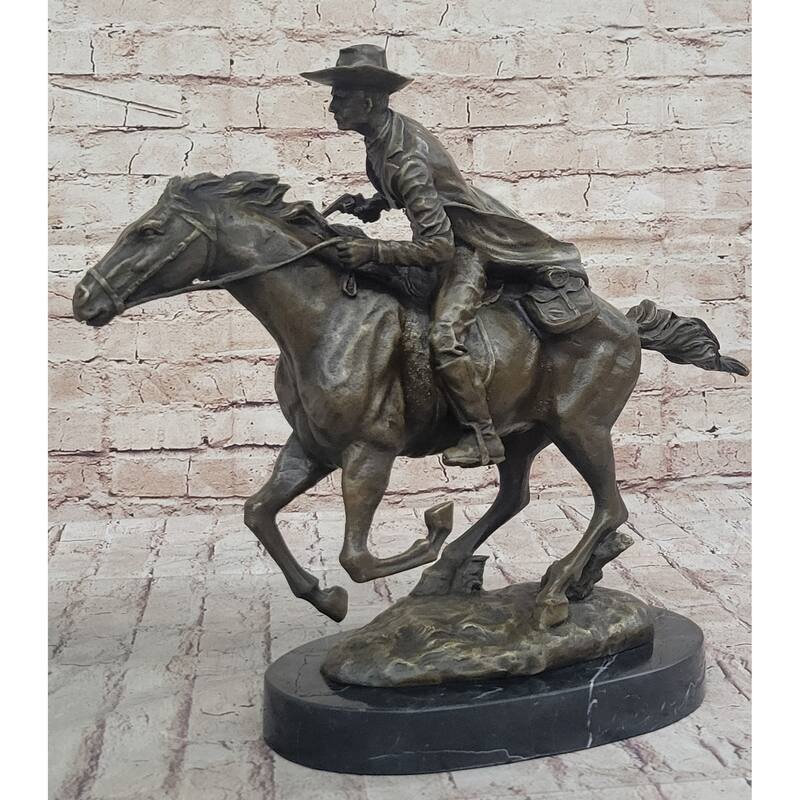 American Clic Western Cowboy Bronze Sculpture Statue Remington Tribute
