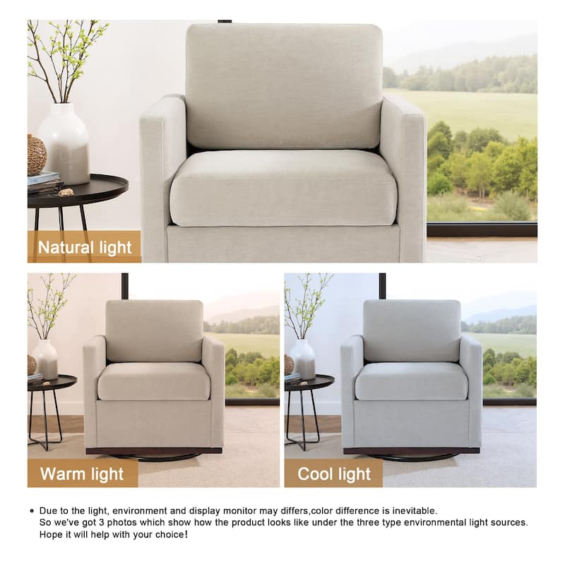 Chenille Leather Modern Swivel Accent Chair