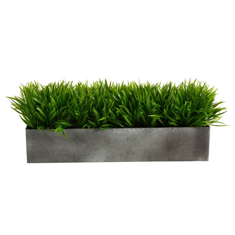 25" Wild Grass Artificial Plant in Metal Planter - 5"