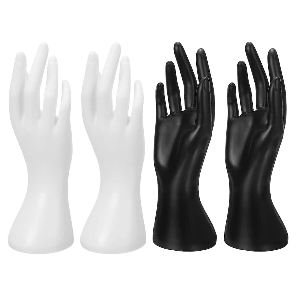 4 x Hand Ring Holder Hand Jewelry Holder Ring Display Stand Bracelet Black White - Black White