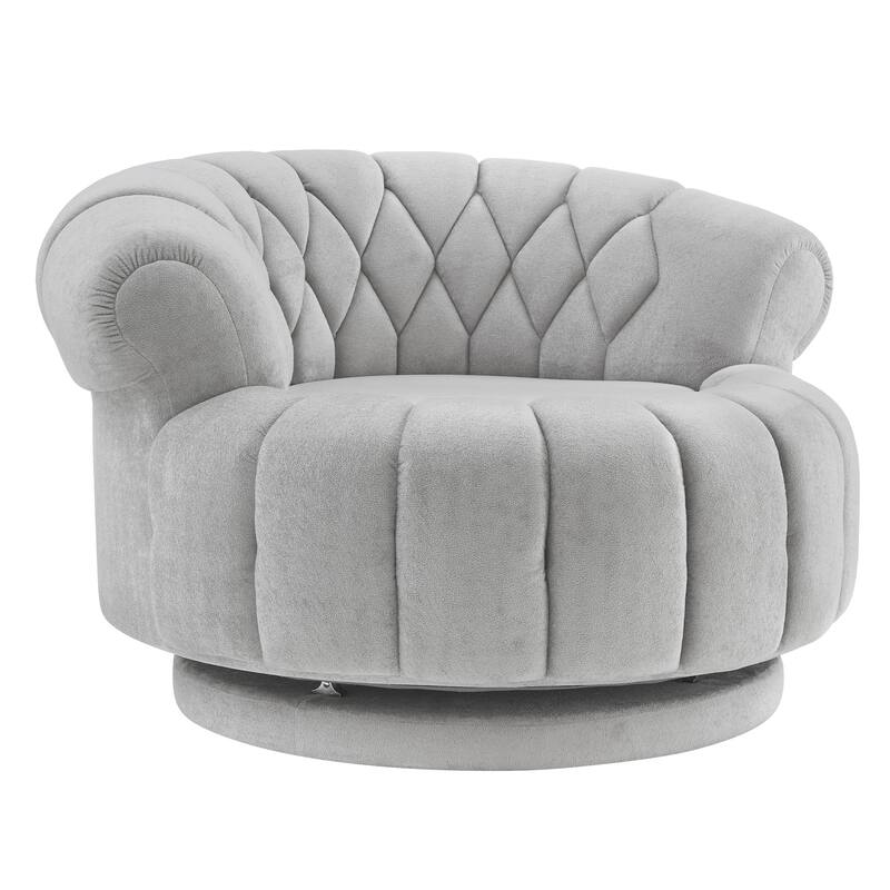 360° Swivel Chair Accent Chair Chenille Upholstered Single Sofa Chair Round Club Chair for Living Room Bedroom