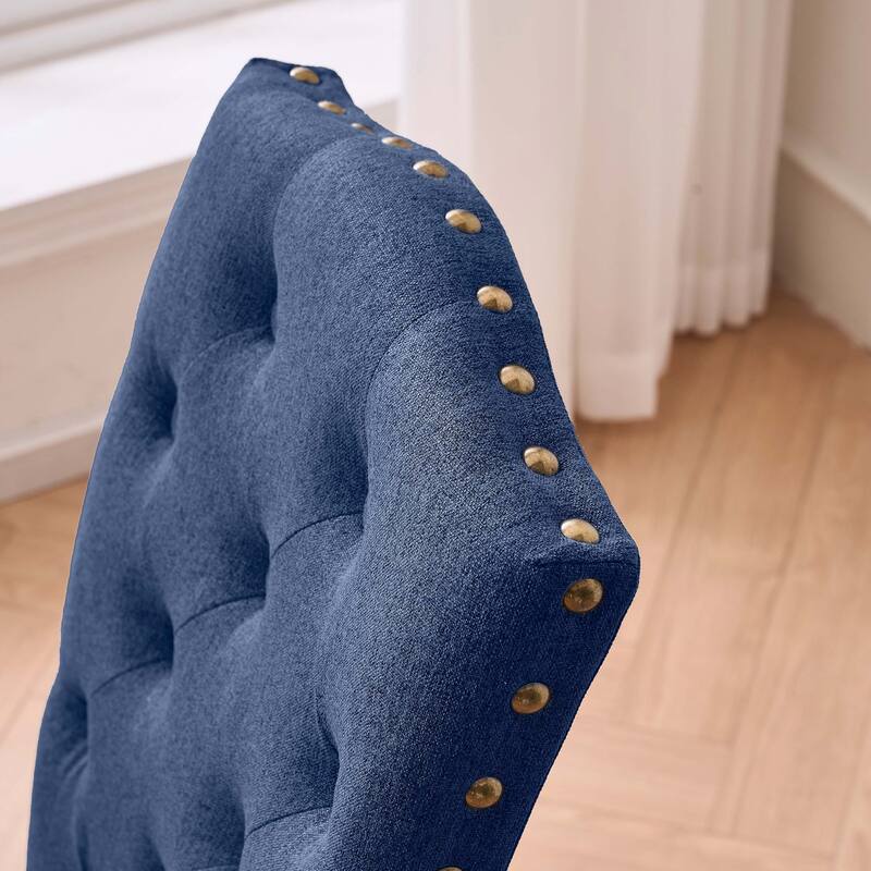 Fabric Upholstered Tufted High Back Dining Chairs with Nailhead Trim
