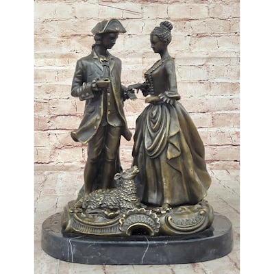 Romantic Scene Between British Officer Lord Lady - Bronze Sculpture Romantic Decor