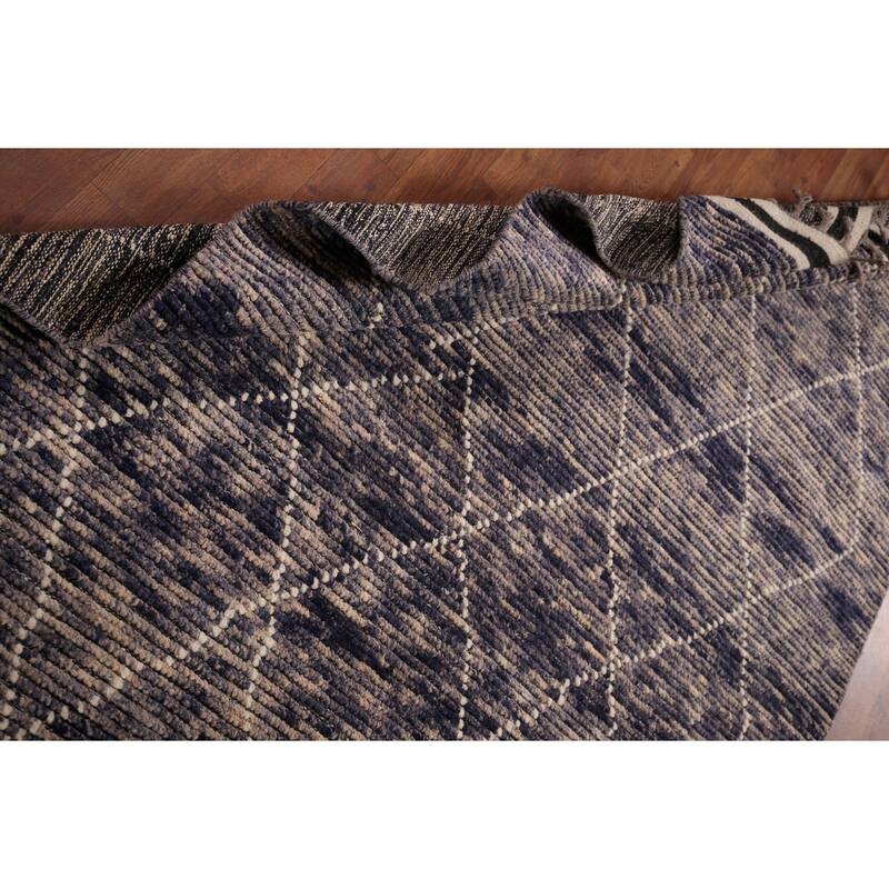 All-Over Trellis Moroccan Area Rug Hand-Knotted Wool Carpet - 4'10"x 9'1"